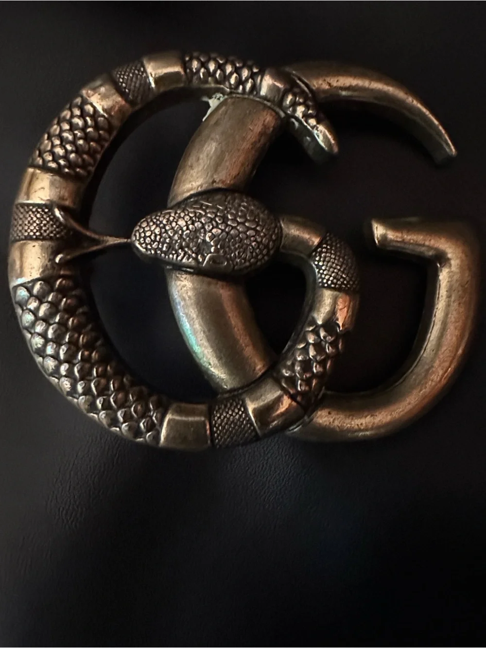 Men's Metallic Snake Buckle Belt Accessory - Antique Brass